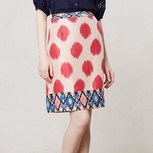 Anthropologie Maeve Watercolor Ikat Silk Skirt Size 2